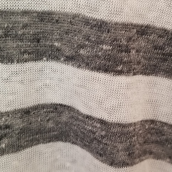 💕MICHAEL STARS💕 Linen-Knit Stripe-Hooded Pullover Grey White Striped Pattern - Picture 8 of 9